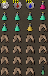 Zybez RuneScape Help's Screenshot of Suggested Melee Inventory for Dagannoth Fighting