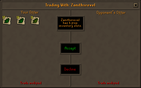 Zybez RuneScape Help's Screenshot of Not Recommended Unidentified Herb Trade