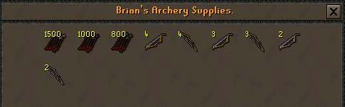 Zybez RuneScape Help's Screenshot of Brian's Archery Supplies Shop
