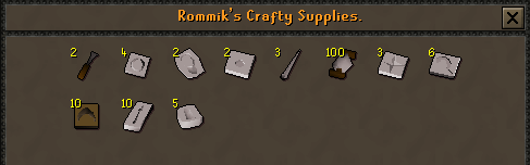 Zybez RuneScape Help's Screenshot of Rommiks Crafty Supplies