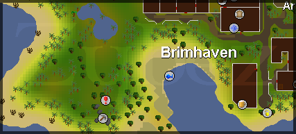 Zybez RuneScape Help's location of the Brimhaven Dungeon