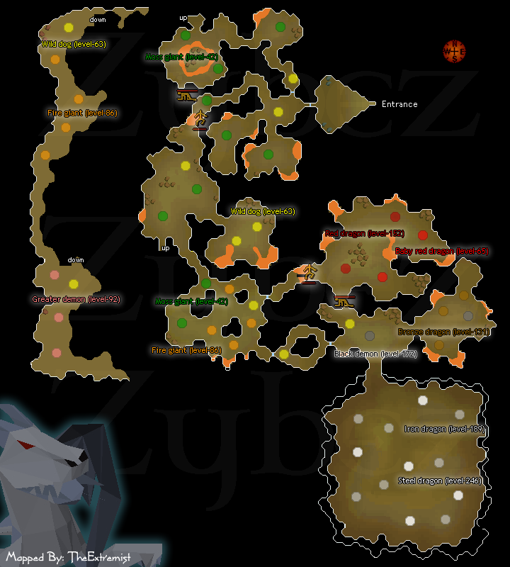 Zybez RuneScape Help's map of the Brimhaven Dungeon