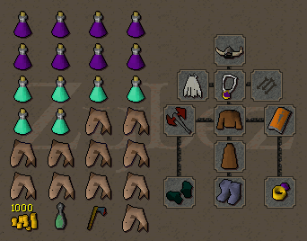 Zybez RuneScape Help's recommendation of what to bring and wear to the Brimhaven Dungeon