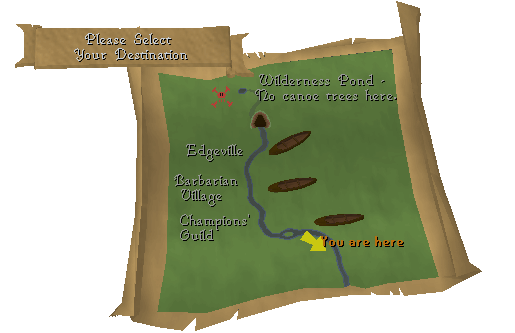 Zybez RuneScape Help's Map of Where the Canoe Hubs Are