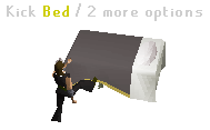Zybez RuneScape Help's Screenshot of a Person Kicking the Wise Old Man's Bed