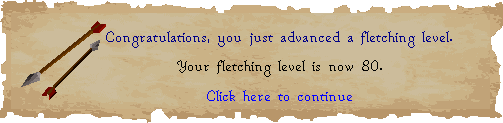 Zybez RuneScape Help's Screenshot of the Level 80 Fletching Message